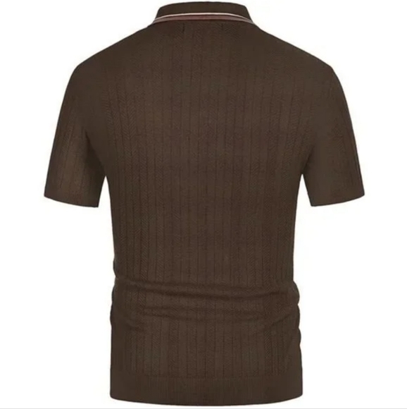 PJ PAUL JONES Mens Knitted Polo Shirts Short Sleeve Textured Pullover Golf Polo - Picture 3 of 16